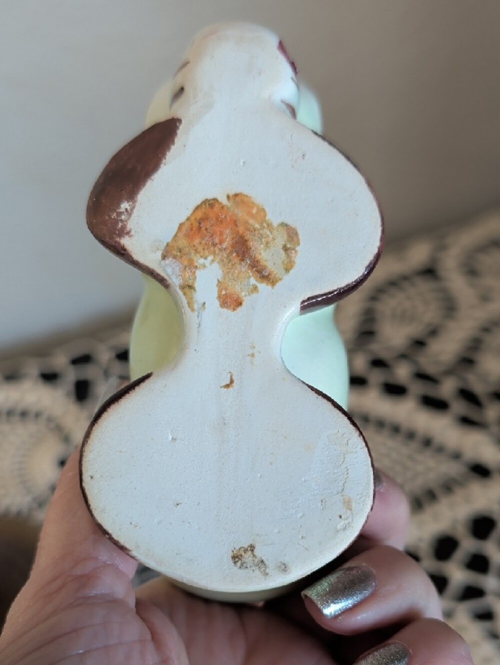 Vintage Ceramic Bunny Planter in Mint Green - Picture 5 of 7